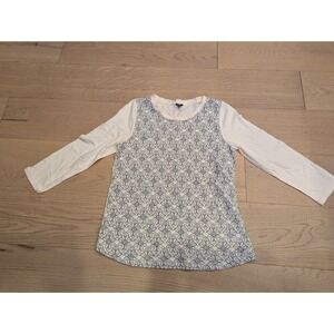 J. Crew Floral Print Cottagecore embroidered Long Sleeve Top Blouse‎ Size L